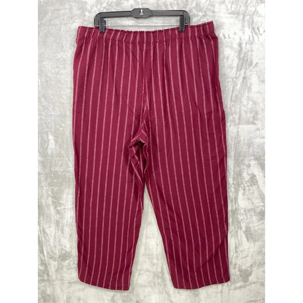 GapBody Mens XL Flannel Pajama Pants Burgundy Striped Cotton Sleep Bottoms NWT